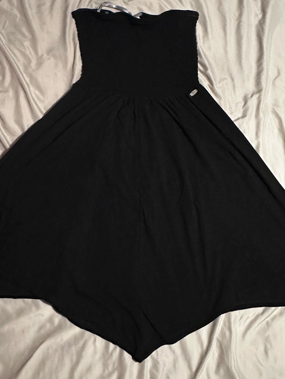 GUESS Black Strapless Handkerchief Hem Dress - Picture 3 of 6